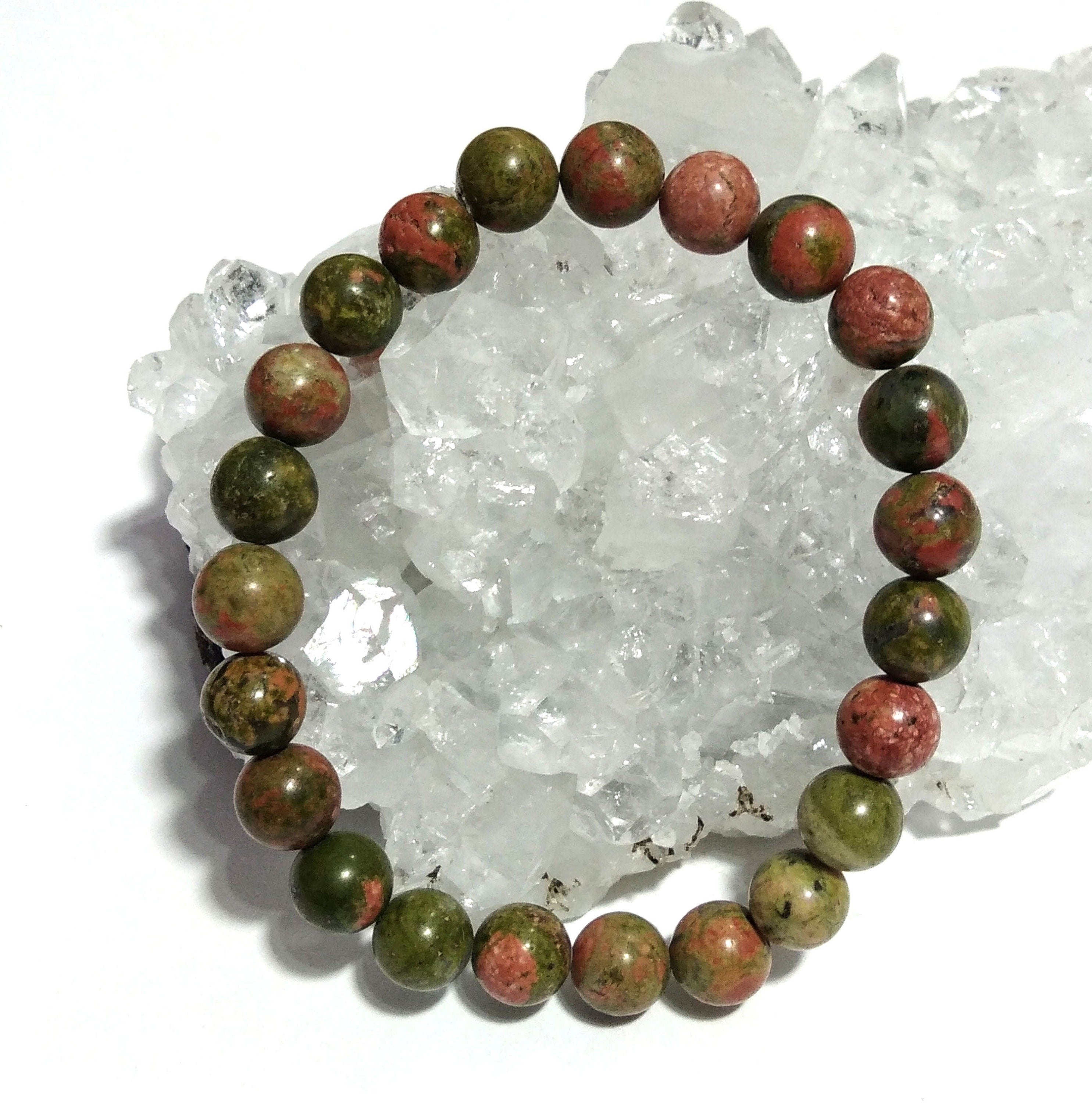 Unakite Bracelet Beads Stone, Natural Unakite Stone Bracelet, Healing Handmade for Men & Women Bracelet, Size 8x8mm Gift Easter day Bracelet